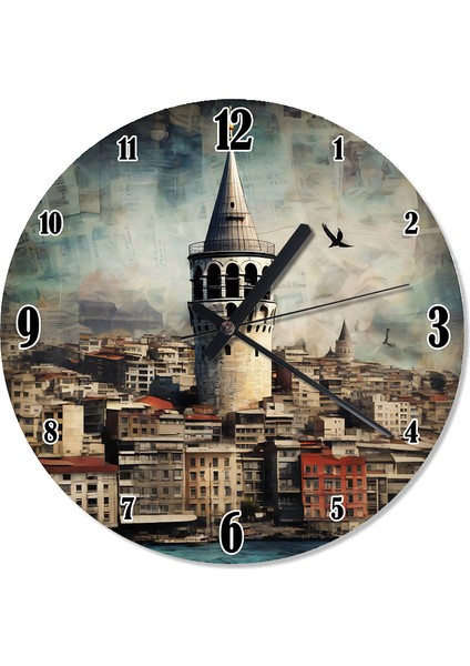 Istanbul Galata Kulesi Desenli Duvar Saati