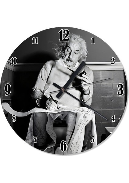 Tuvalette Albert Einstein Baskılı Duvar Saati