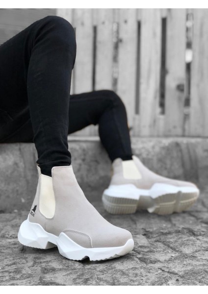 BA0444 Bağcıksız Rahat Yüksek Taban Gri Erkek Spor Yarım Bilek Bot modelleri