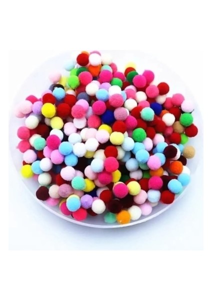 12 mm Renkli Karışık Yumuşak Ponpon Peluş 200 Adet