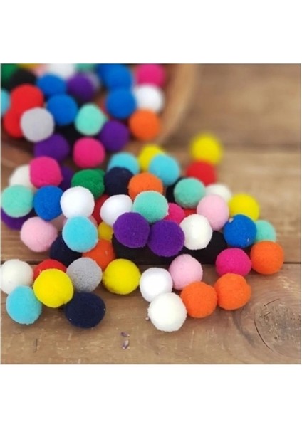 12 mm Renkli Karışık Yumuşak Ponpon Peluş 200 Adet