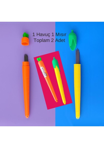 Havuç Mısır Şekilli 2 Adet 0.7 Kalem Ucu