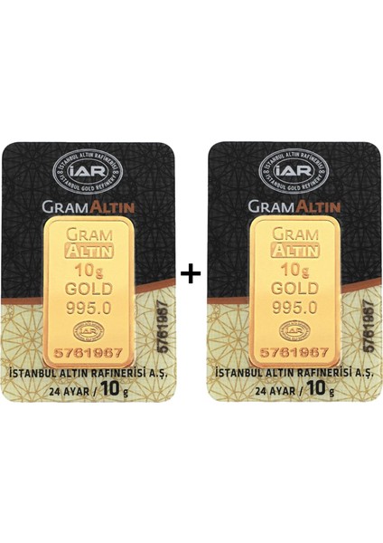 20 Gram (10GRAM+10GRAM) Külçe Gram Altın Iar 24 Ayar