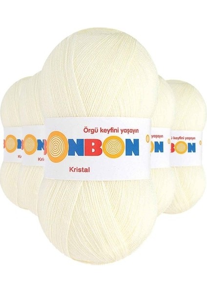 5 Adet Kristal El Örgü Lif Ipi Açık Krem 98223
