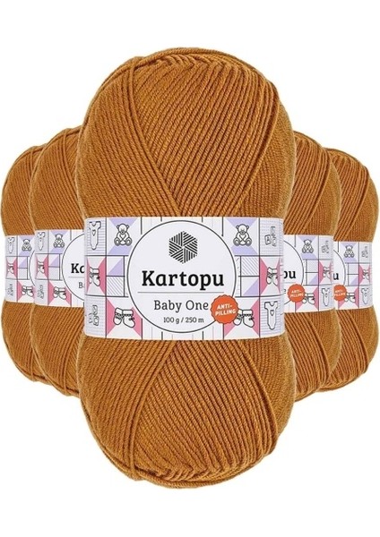 5 Adet Baby One Tüylenmeyen El Örgü Ipi Yünü Hardal K1854