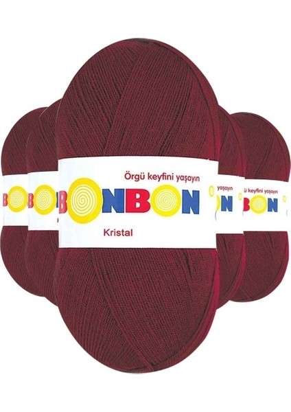 5 Adet Kristal El Örgü Lif Ipi Bordo 98220