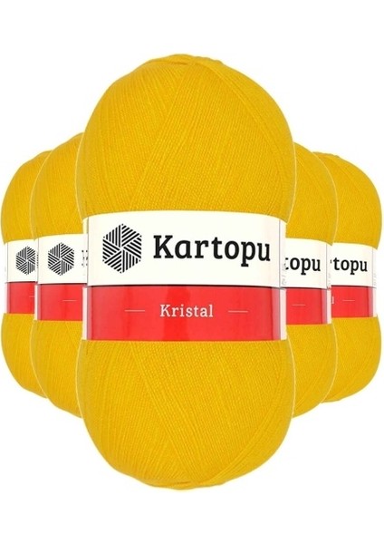 5 Adet Kristal Çift Katlı El Örgü Lif Ipi Koyu Sarı K320