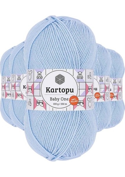 5 Adet Baby One Tüylenmeyen El Örgü Ipi Yünü Mavi K544