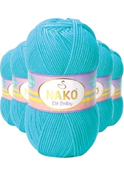 5 Adet Elite Baby El Örgü Ipi Tüylenmeyen Bebek Yünü Turkuaz 3323