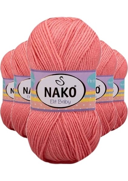 5 Adet Elite Baby El Örgü Ipi Tüylenmeyen Bebek Yünü Somon 1469