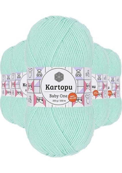 5 Adet Baby One Tüylenmeyen El Örgü Ipi Yünü Açık Yeşil K507