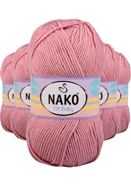 5 Adet Elite Baby El Örgü Ipi Tüylenmeyen Bebek Yünü Gül Kurusu 10325