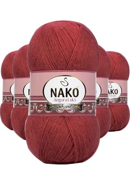 5 Adet Angora Lüks El Örgü Ipi Bordo 6679