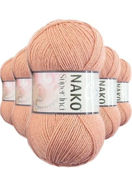 5 Adet Süper Inci El Örgü Ipi 100 gr Badem Içi 11071