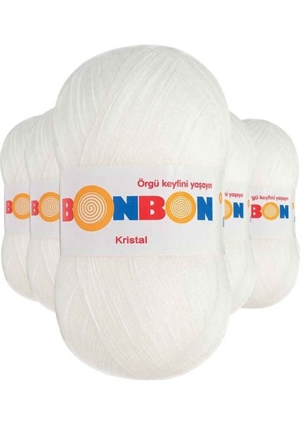 5 Adet Kristal El Örgü Lif Ipi Beyaz 98200