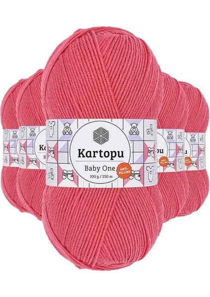 5 Adet Baby One Tüylenmeyen El Örgü Ipi Yünü Pembe K254
