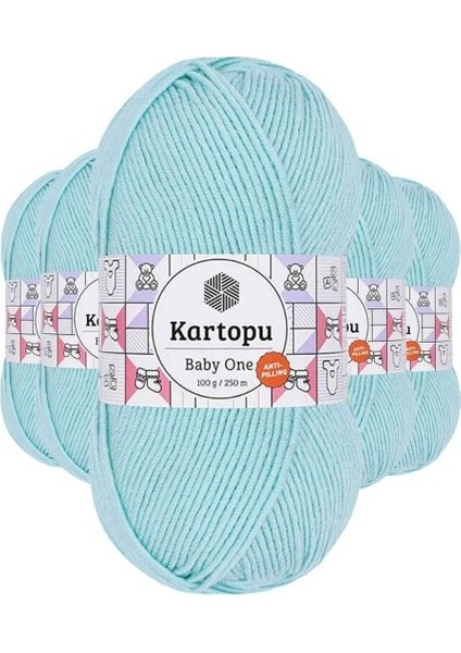 5 Adet Baby One Tüylenmeyen El Örgü Ipi Yünü Bebe Mavi K578