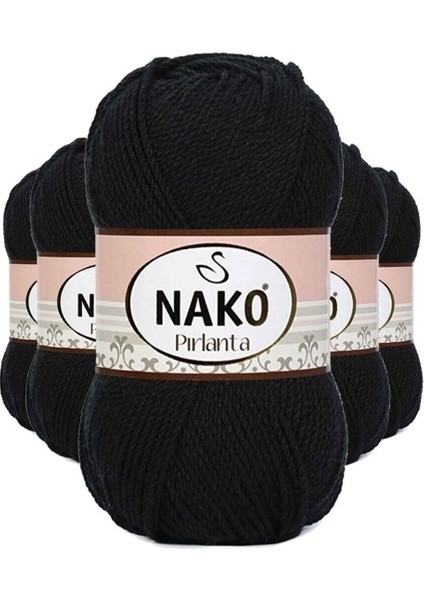 5 Adet Pırlanta Amigurumi El Örgü Ipi Yünü Siyah 217