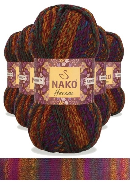 5 Adet Hercai Ebruli Hırka Kazak Atkı Bere El Örgü Ipi Yünü 7131