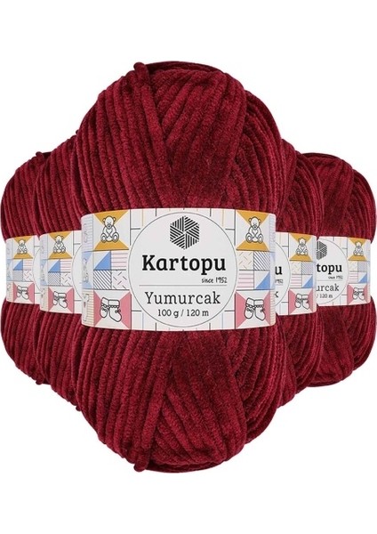 5 Adet Yumurcak Kadife El Örgü Ipi Vişne Çürüğü K106