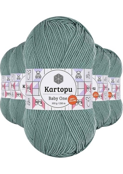 5 Adet Baby One Tüylenmeyen El Örgü Ipi Yünü Azur K493