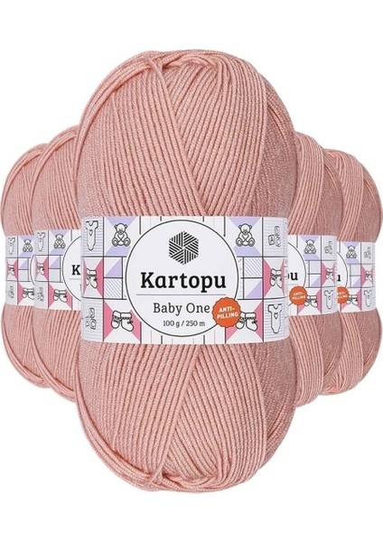 5 Adet Baby One Tüylenmeyen El Örgü Ipi Yünü Pudra K258