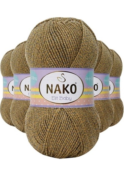 5 Adet Elite Baby El Örgü Ipi Tüylenmeyen Bebek Yünü Sarı Gri 21354