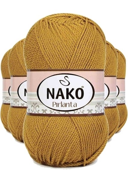 5 Adet Pırlanta Amigurumi El Örgü Ipi Yünü Altın 6706