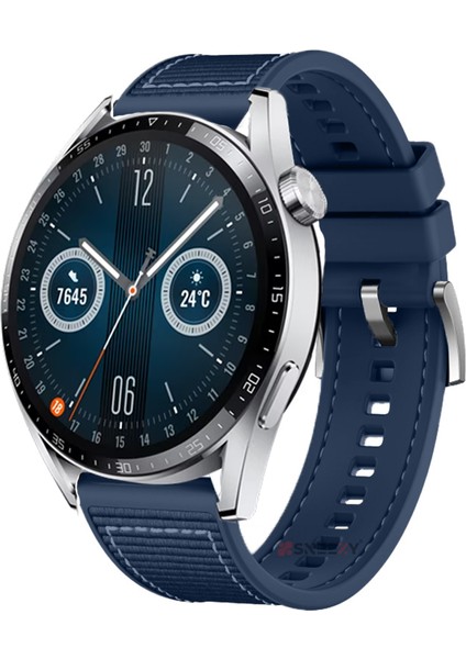 Huawei Watch Gt2 Elite-Sport-Classic 46MM-GT2 Pro 22MM Uyumlu Dikiş Desenli Dokuma Silikon Kordon