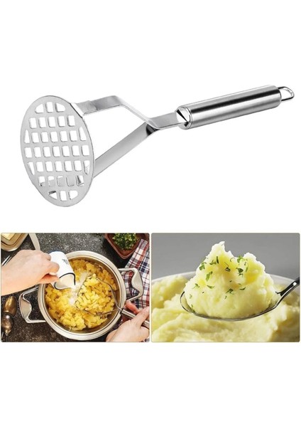 Patates Ezeceği Püre Yapıcı Lüks Paslanmaz Metal Patates Ezici 26 cm