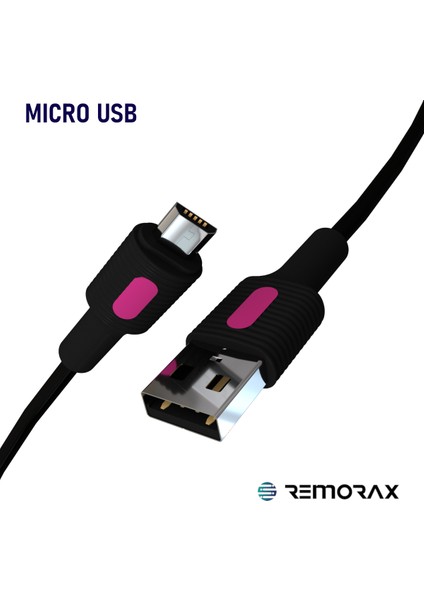 Coral Micro USB Kablo, 2.0A, 120 Cm, Fuşya/siyah
