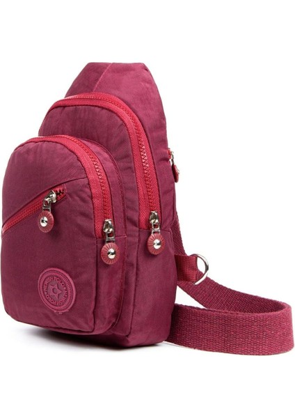 Bordo Krinkıl Kumaş Su Geçirmez Çapraz Çanta