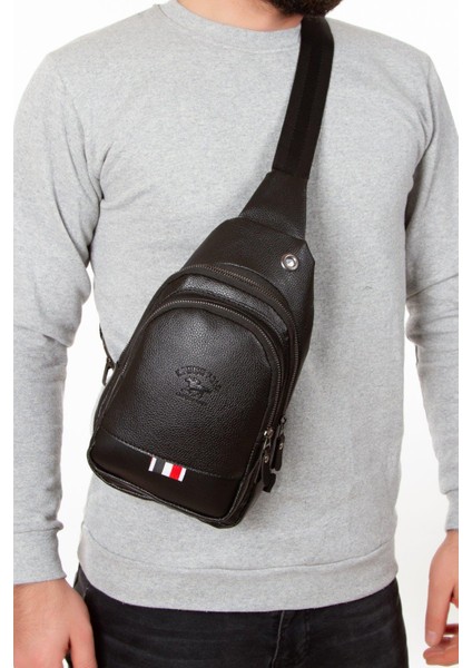 Siyah Unisex Kulaklık Çıkışlı Çapraz Omuz Çantası