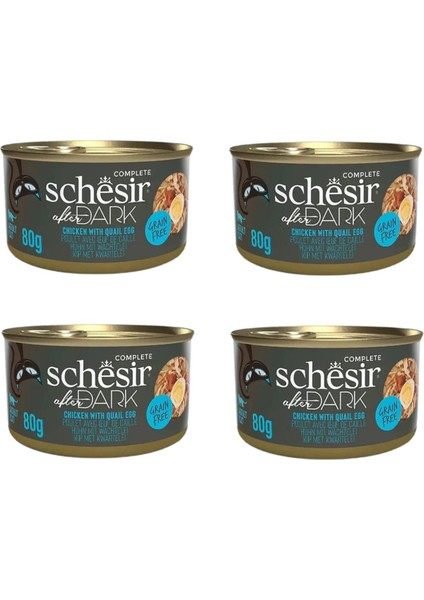 After Dark Parça Etli Tavuk ve Bıldırcın Yumurtalı Kedi Konserve 80 Gr. x 4 Adet