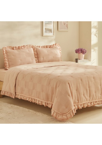 Perios Çift Kişilik Fırfırlı Spring Comfort /Uyku Seti Somon