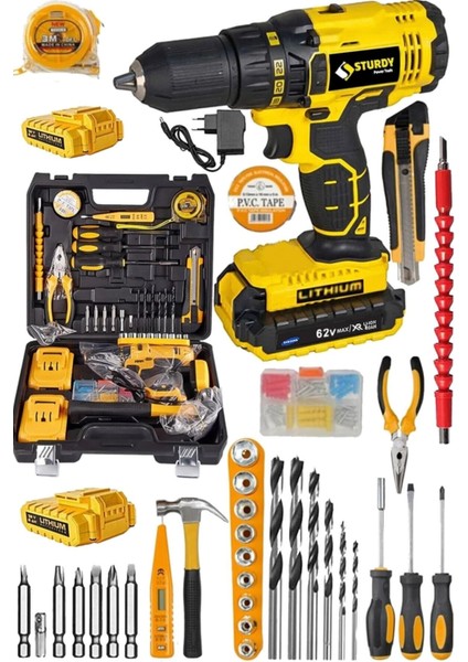 Tekno Trust 58 Volt Japon Technology 92 Vf 12AH Darbeli Lion-Çift Akülü Metal Şanzuman Turbo Şarjlı Matkap 100