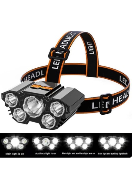 P-T21 5 LED Li USB Şarjlı Kafa Lambası indirimleri