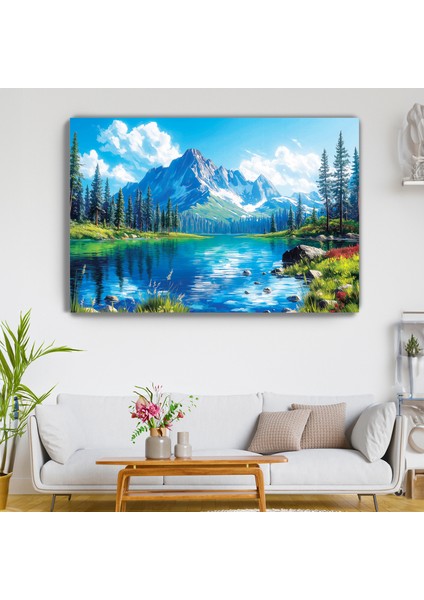 Dağ Esintisi Kanvas Duvar Tablosu - Ev Salon Oturma - Yatak Odası Mutfak Ofis Dekorasyonu