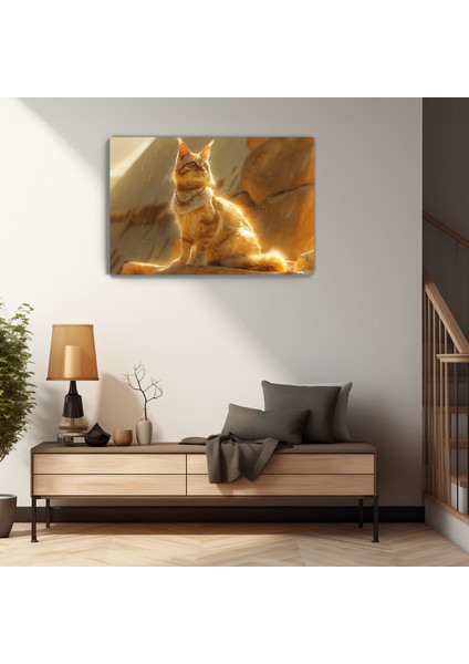 Antik Kedi Kanvas Duvar Tablosu - Ev Salon Mutfak Bebek - Çocuk- Yatak Odası Dekorasyonu