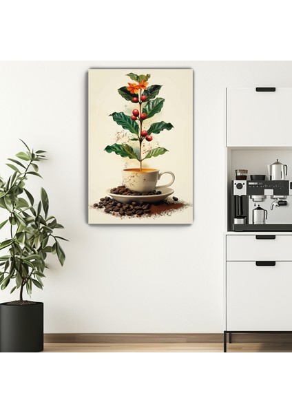 Fincanda Doğa Kanvas Duvar Tablosu - Kahve Köşesi Dekorasyonu - Coffee - Bohem