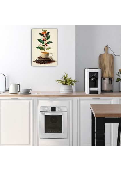 Fincanda Doğa Kanvas Duvar Tablosu - Kahve Köşesi Dekorasyonu - Coffee - Bohem fırsatları