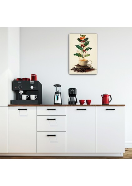 Fincanda Doğa Kanvas Duvar Tablosu - Kahve Köşesi Dekorasyonu - Coffee - Bohem indirimleri