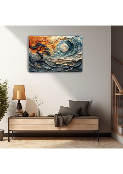 Gecenin Sınırında Kanvas Duvar Tablosu - Ev Salon - Yatak Odası Mutfak Ofis Dekorasyonu - 3D Görünüm fiyatları