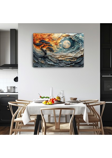 Gecenin Sınırında Kanvas Duvar Tablosu - Ev Salon - Yatak Odası Mutfak Ofis Dekorasyonu - 3D Görünüm modelleri