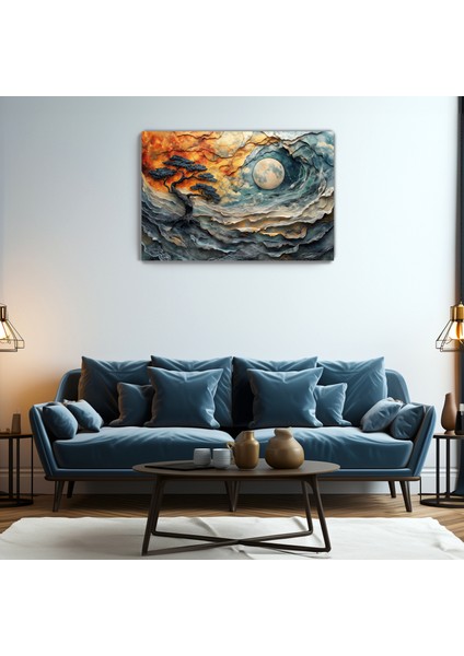 Gecenin Sınırında Kanvas Duvar Tablosu - Ev Salon - Yatak Odası Mutfak Ofis Dekorasyonu - 3D Görünüm fırsatları