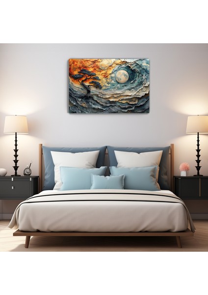 Gecenin Sınırında Kanvas Duvar Tablosu - Ev Salon - Yatak Odası Mutfak Ofis Dekorasyonu - 3D Görünüm indirimleri