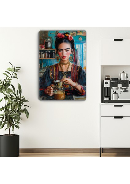 Frida Kahlo Kahvesi Kanvas Duvar Tablosu - Kahve Köşesi - Mutfak Dekorasyonu - Coffee