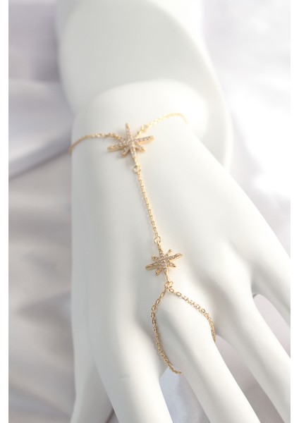 Pirinç Gold Renk Zirkon Taşlı Kutup Yıldızı Şahmeran