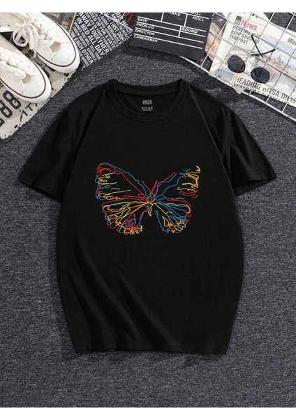 Renkli Kelebek Oversize Tshirt