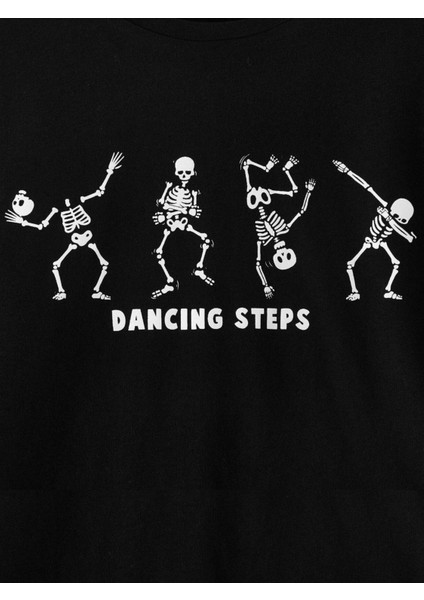Rahat Kalıp Pamuklu Dancıng Steps Baskılı Çocuk T-Shirt fiyatları